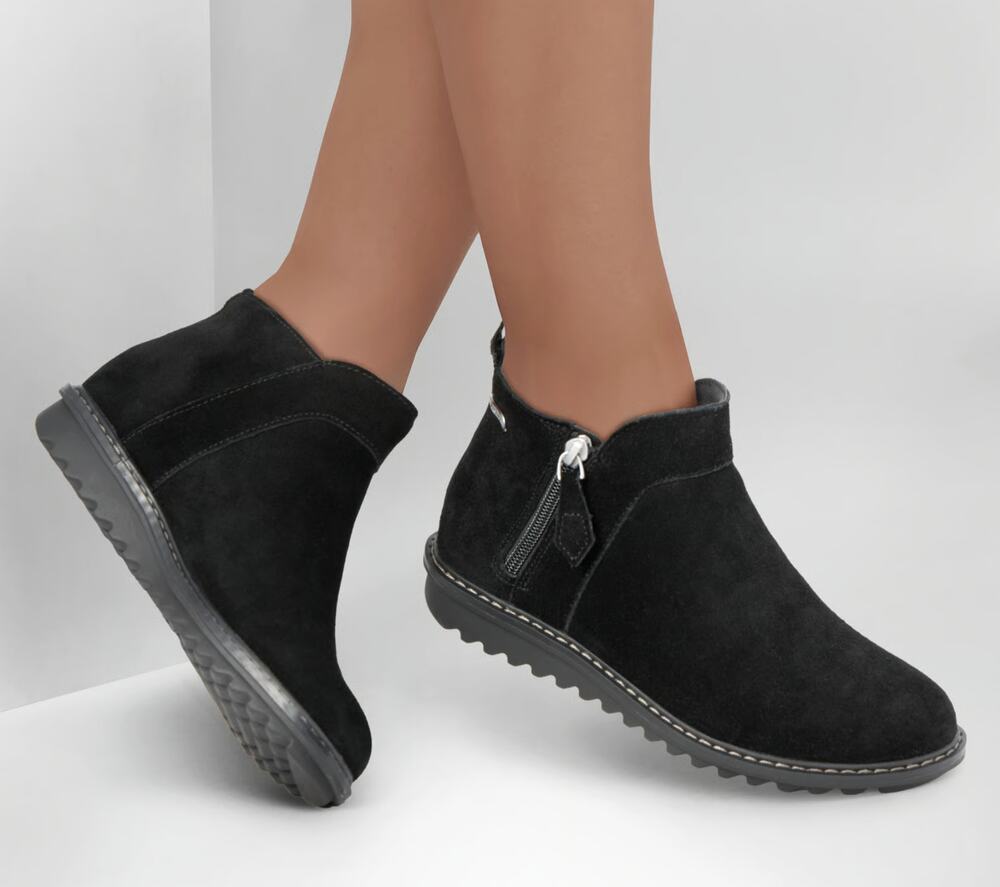 SKECHERS Womens Arch Fit Mojave Bootie Size 9.5 EU 39.5 Black Zip Pull-On NWOB